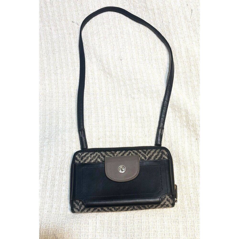 Spartina 449 Black Brown Woven Wallet Clutch Phone Purse Organizer Bag
